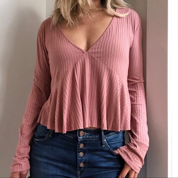 wild fable Tops - V-Neck Ribbed Long Sleeve XL